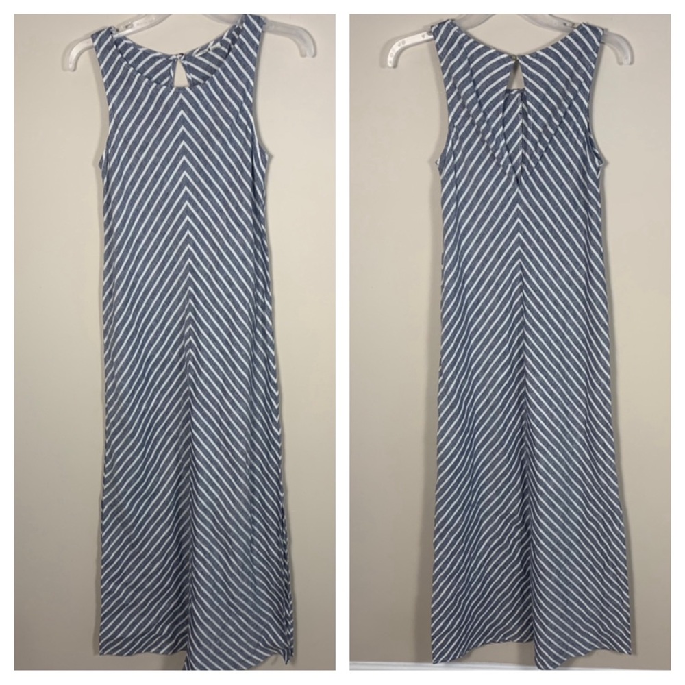 Artisan NY 100% Linen Striped Sleeveless Maxi Dress